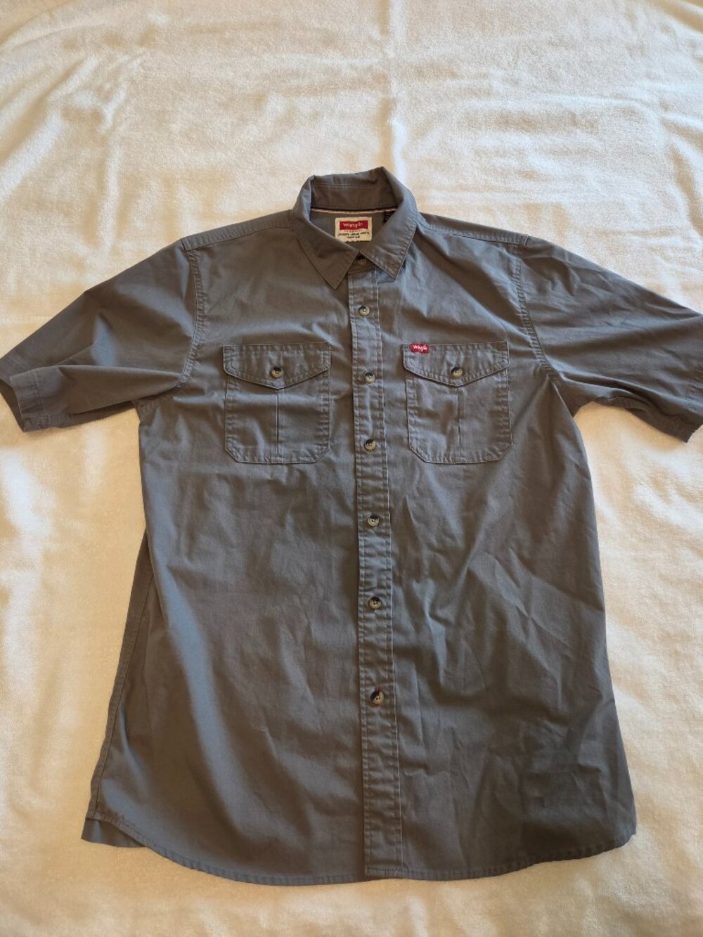 Wrangler Mens Short Sleeve Hero Twill Shirt Gray Size M